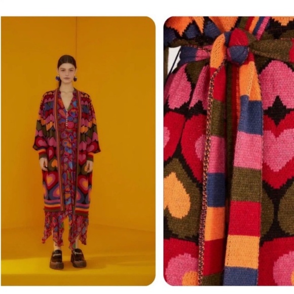 NEW FARM Rio Full of Hearts belted cardigan/ coat. - Picture 9 of 11